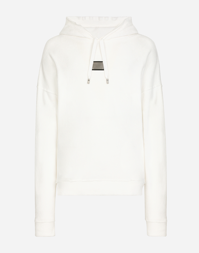 Dolce & Gabbana Jersey Terry Hoodie With Logo Tag