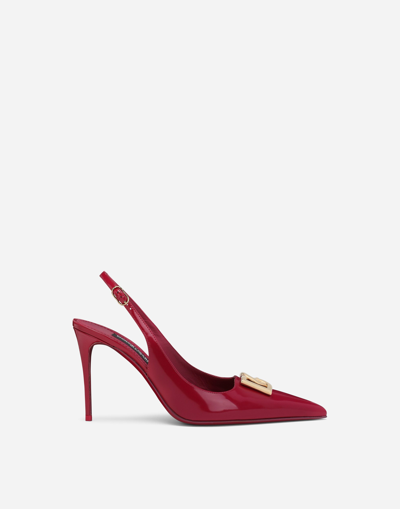 Dolce & Gabbana Polished Calfskin Slingbacks In Cyclamen
