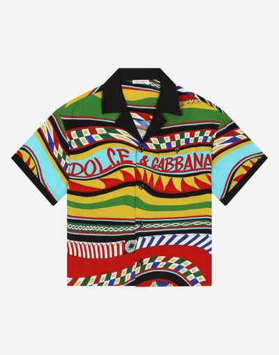 Dolce & Gabbana Short-sleeved Shirt With Carretto Print In Multi