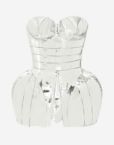 Dolce & Gabbana Kim Dolce&gabbana Mirrored Nappa Leather Minidress In White
