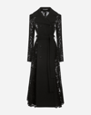 Dolce & Gabbana Lace-insert Tie-waist Trench Coat In Black