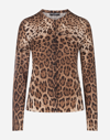 DOLCE & GABBANA WOOLEN CARDIGAN WITH LEOPARD PRINT