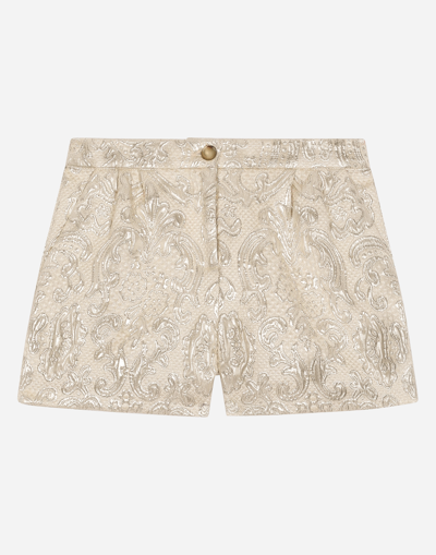 Dolce & Gabbana Kids' Girls Gold Brocade Shorts