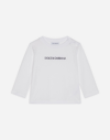 Dolce & Gabbana Long-sleeved Jersey T-shirt With Logo Embroidery In White