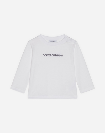 Dolce & Gabbana Babies' Long-sleeved Jersey T-shirt With Logo Embroidery