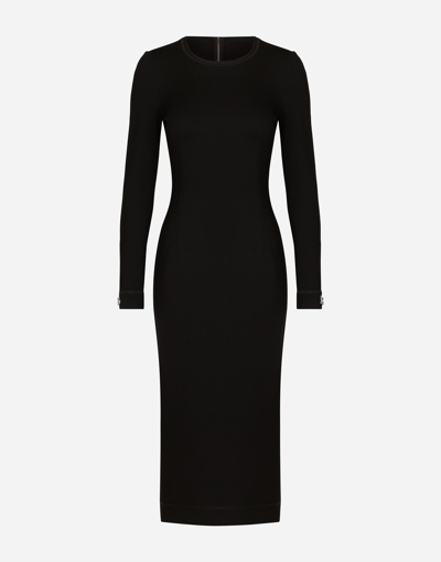 Dolce & Gabbana Jersey Calf-length Dress With Dg Logo Details In Black