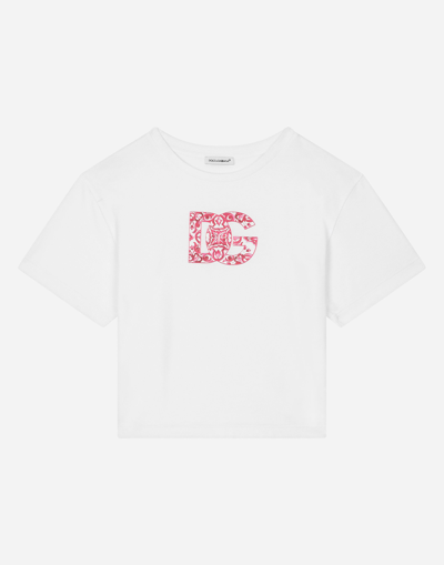 Dolce & Gabbana Kids' Jersey T-shirt With Dg Logo Print