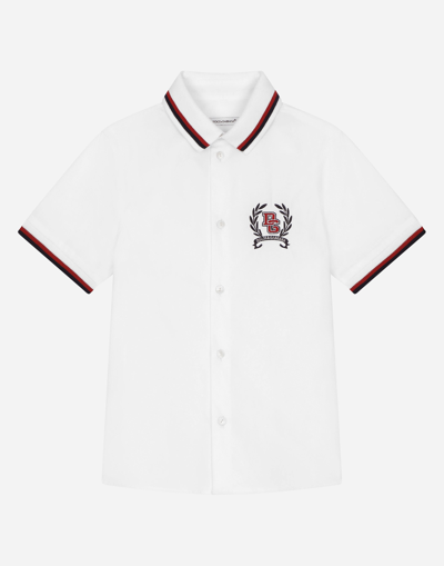 Dolce & Gabbana Kids' Logo-embroidery Cotton Shirt In White
