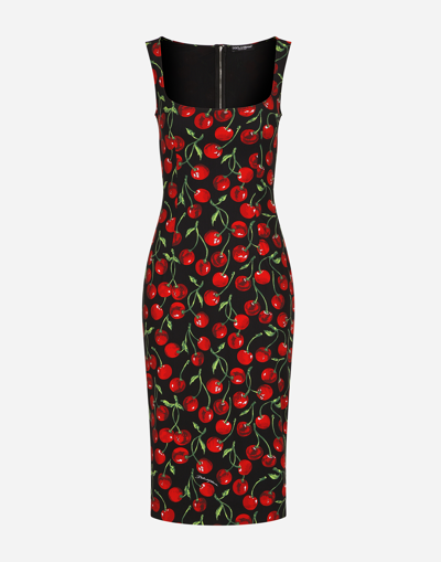 Dolce & Gabbana Cherry-print Jersey Midi Dress