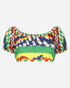 DOLCE & GABBANA CARRETTO-PRINT POPLIN CROP TOP