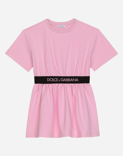 Dolce & Gabbana Kids' Interlock Dress With Branded Elastic
