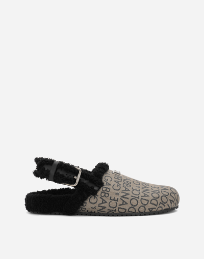 Dolce & Gabbana Coated Jacquard Mules In Brown