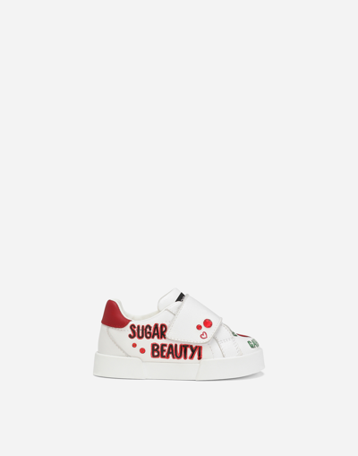 Dolce & Gabbana Babies' Printed Calfskin Portofino Trainers