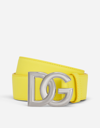 Dolce & Gabbana Calfskin Belt With Dg Logo