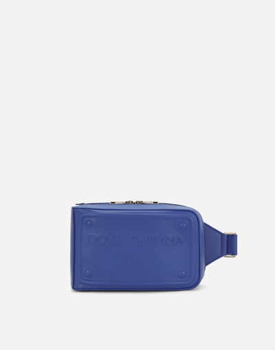 Dolce & Gabbana Calfskin Belt Bag With Raised Logo In Brown
