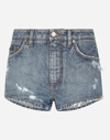 DOLCE & GABBANA DENIM SHORTS WITH RIPPED DETAILS