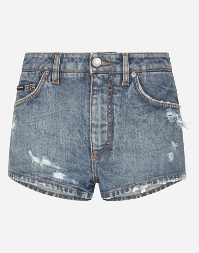 Dolce & Gabbana Denim Shorts With Ripped Details