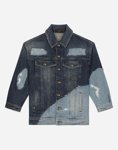 Dolce & Gabbana Blue Patchwork Denim Jacket