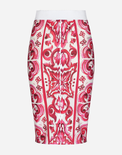 Dolce & Gabbana Majolica-print Marquisette Pencil Skirt