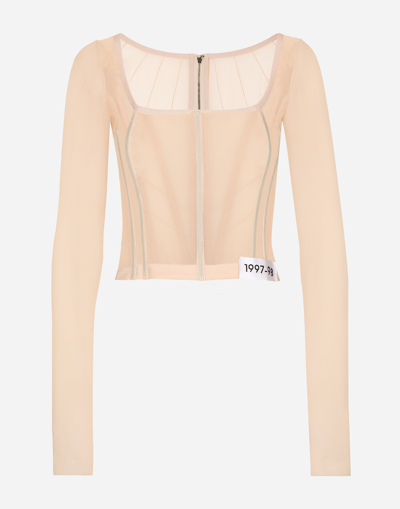 Dolce & Gabbana Kim Dolce&gabbana Georgette Top With Corset Detailing In Nude