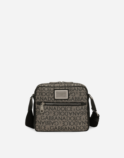 Dolce & Gabbana Coated Jacquard Crossbody Bag In Brown