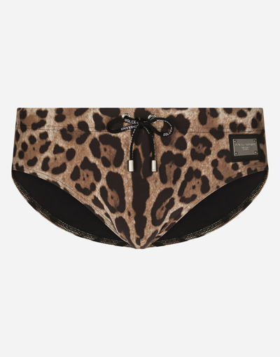 Dolce & Gabbana Leopard-print Swim Briefs