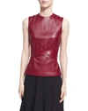 ROSETTA GETTY LEATHER APRON-FRONT VEST, DARK RED,PROD130110106