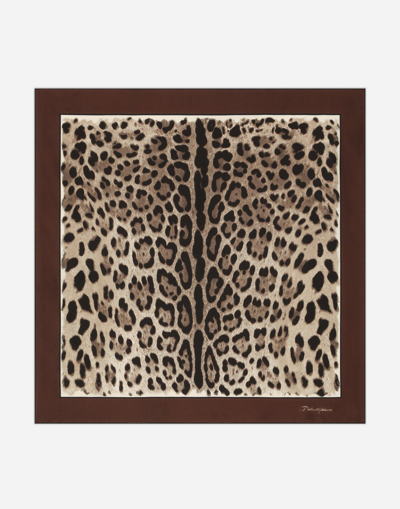 Dolce & Gabbana Leopard-print Twill Scarf (70x70) In Brown