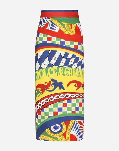 Dolce & Gabbana Calf-length Technical Jersey Pencil Skirt With Carretto Print