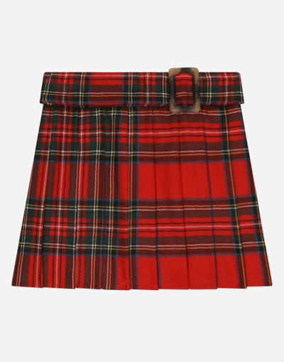 Dolce & Gabbana Teen Girls Red Wool Tartan Skirt