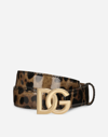 DOLCE & GABBANA KIM DOLCE&GABBANA LEOPARD-PRINT GLOSSY CALFSKIN BELT WITH DG LOGO