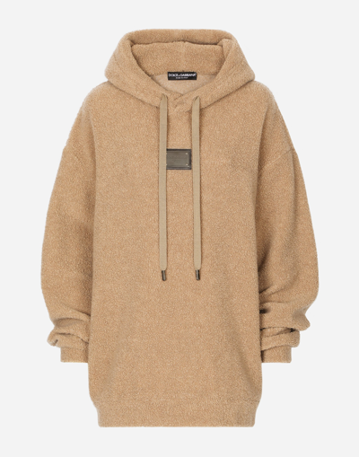 Dolce & Gabbana Wool Jersey Hoodie With Logo Tag