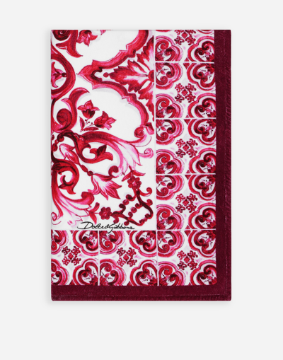 Dolce & Gabbana Majolica Print Terrycloth Beach Towel (114 X 185) In Pink