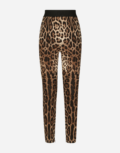 Dolce & Gabbana Leopard-print Charmeuse Leggings