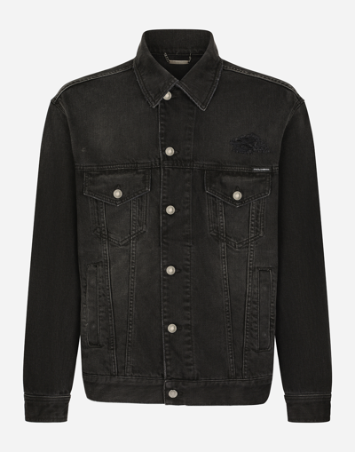 Dolce & Gabbana Chest-pocket Denim Jacket In Black