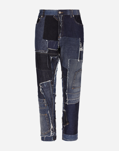 Dolce & Gabbana Loose Stretch Patchwork Denim Jeans