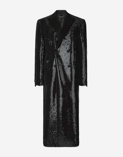 Dolce & Gabbana Peak-lapel Double-breasted Coat In Black