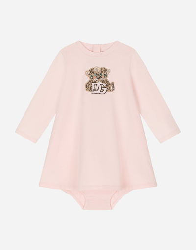 Dolce & Gabbana Babies' Interlock Midi Dress With All-over Logo Print