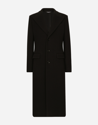 Dolce & Gabbana Single-breasted Technical Wool Jersey Coat