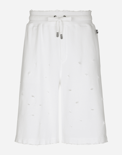 Dolce & Gabbana Destroyed Jogging Shorts With Dg Hardware