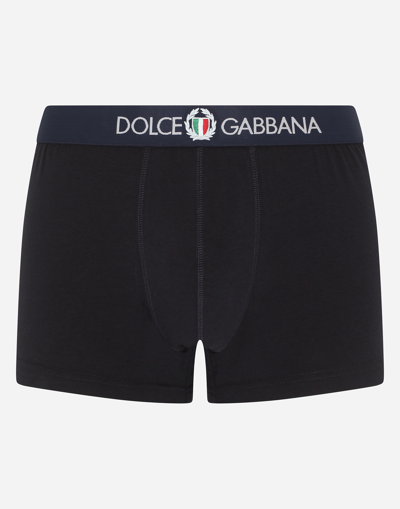 Dolce & Gabbana Two-way-stretch Cotton Jersey Boxers In Black