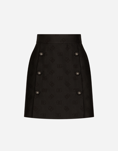 Dolce & Gabbana Jacquard Miniskirt With All-over Dg Logo