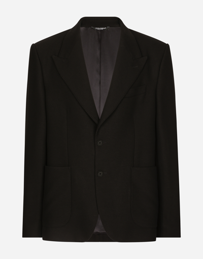 Dolce & Gabbana Single-breasted Jersey Jacket In Black