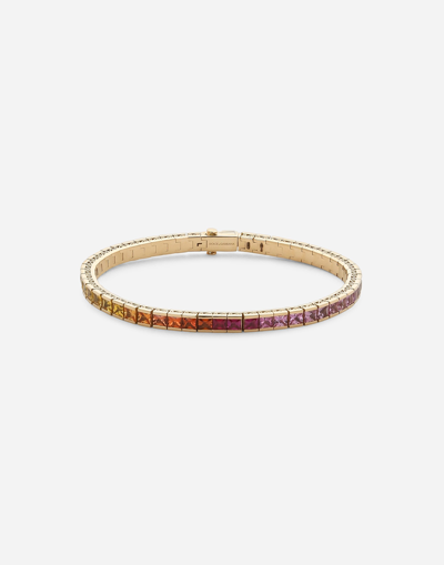 Dolce & Gabbana Tennis Bracelet In Yellow Gold 18kt With Multicolor Sapphires