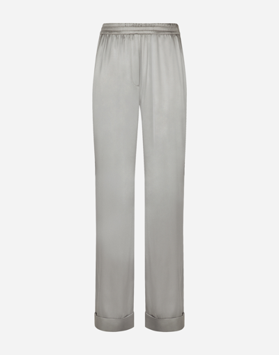 DOLCE & GABBANA SATIN PAJAMA PANTS WITH PIPING