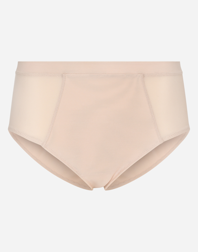 Dolce & Gabbana Powernet High-waisted Panties In Powder