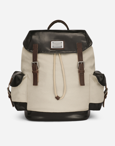 Dolce & Gabbana Canvas Backpack In Brown