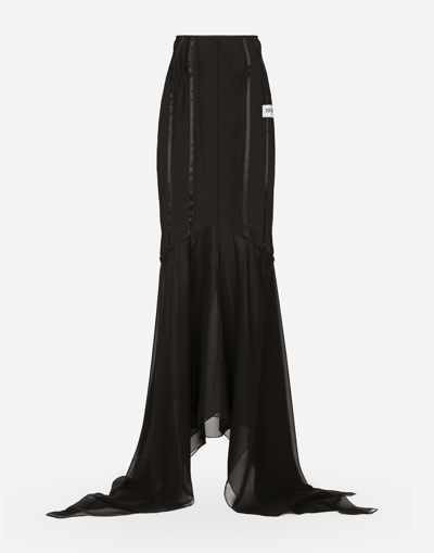 Dolce & Gabbana Long Silk Skirt With Mermaid Ruffle