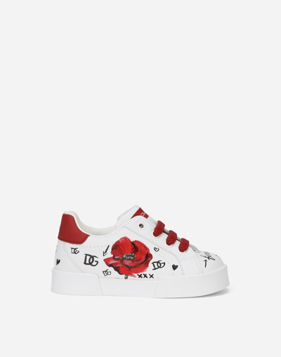 Dolce & Gabbana Babies' First Steps Portofino Light Trainers With Poppy Print