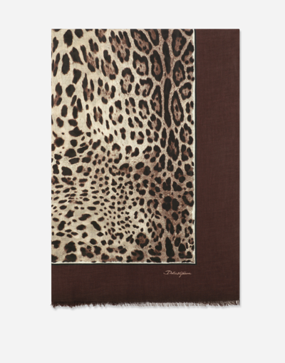 Dolce & Gabbana Leopard-print Modal And Cashmere Scarf (135x200) In Brown